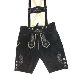 Pantalones Cortos Bávaros de Estilo Urbano para Hombre, Cintura Media, Largura hasta la Rodilla, Color Claro, Cuero Duradero, Diseño Sólido - Product Image 2