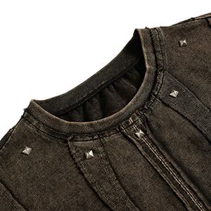 Nueva ropa de calle, camiseta de gran tamaño con hombros caídos, camisetas de manga corta con cuello simulado Vintage desgastadas para hombre, OEM - Product Image 3