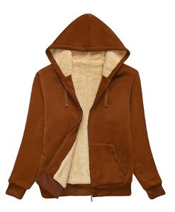 Personnalisable Veste d'hiver pour femme Doublure Sherpa Solide Pull à capuche décontracté pour la saison d'automne Zip Front Logo personnalisable - Product Image 1