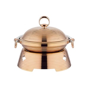 Plato de frotamiento de metal martillado de cobre para Banquete de boda, equipo de catering, suministros de hoteles, calentadores de comida de mesa hechos a mano - Product Image 2