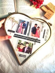 Superior Quality Decorative <b>Heart</b> Shape Brass Glass Floating Wall <b>Frame</b> for Home and Wedding Decor - Product Image 2