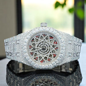 Top Trending Luxury Moissanite Diamond Look <b>Watch</b> for Men Full Iced Stainless Steel Quartz <b>Waterproof</b> Fashion Accessory - Product Image 1