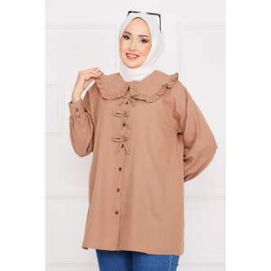 เสื้อคลุมโบว์สีแทนขนาด XL เสื้อสไตล์แฟชั่น - Product Image 3