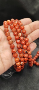 ลูกปัดหินแจสเปอร์สีแดงธรรมชาติขนาด 8 มม. สำหรับทำเครื่องประดับ ไม่ได้ย้อมสีแดง - Product Image 5