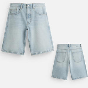 Short en jean personnalisé pour hommes Impression de logo Options de marque privée Tissu en coton respirant Vêtements d'été décontractés Broderie foncé clair - Product Image 5