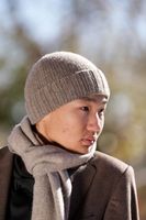 MONECO Bonnet d'hiver unisexe en laine de mouton de Mongolie 100% biologique, marron, tricoté plat, ajustable, pour adultes, usage quotidien, personnalisable, vente en gros