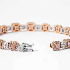 Wholesale Signature Luxury Lab Grown 18kt White Gold Plated Pink Cushion Diamond <b>Bracelet</b> 7 Inch IGI Certified VVS2 for Party - Product Image 3