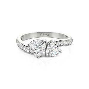 Bague de fiançailles en platine avec deux diamants taille émeraude par Jeulia - Product Image 1