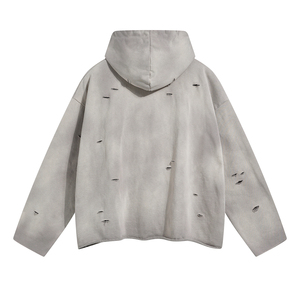 Servicio OEM grueso logotipo personalizado Vintage desgastado ácido lavado suelta Sudadera con capucha hombres Streetwear sudaderas en blanco sudaderas con capucha para hombres - Product Image 6