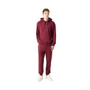Sweat-shirt à capuche en coton uni d'hiver avec logo personnalisé, coupe régulière, épaules tombantes, jogging de haute qualité, pantalon de survêtement essentiel pour homme - Product Image 2