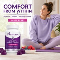 Gummies prébiotiques et probiotiques pour femmes OEM, saveur fruits rouges mélangés, canneberge, supplément de vitamine C, 60 unités, 30 portions