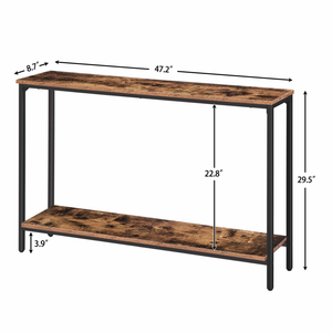 <strong>Skinny</strong> Sofa Hallway <strong>Table</strong> Industrial Metal Vintage Brown Wood Narrow Rustic Entryway <strong>Console</strong> <strong>Table</strong> with Charging Station - Product Image 5