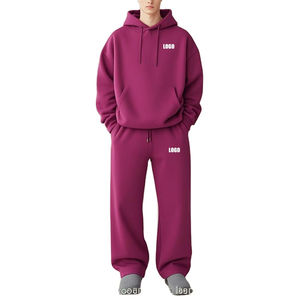 Chándal personalizado OEM para hombre, pantalones de chándal con hombros caídos, conjunto de chándal de gran tamaño en blanco de algodón holgado liso y cuadrado de fabricante - Product Image 3