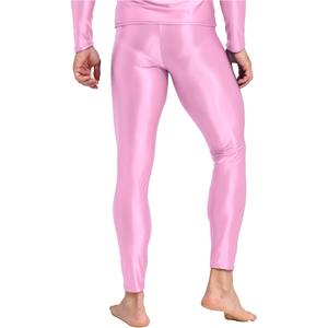Customm Wholesale Mens Solid <b>Shiny</b> Compression <b>Leggings</b> 100% Polyester High Elastic Waist Quick Dry Fitness & Yoga Tights - Product Image 3