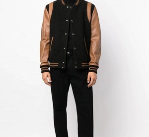 Chaqueta acolchada de punto de lana para hombre con diseño de logotipo personalizado OEM Vintage Letterman cuello botón primavera impermeable transpirable al por mayor - Product Image 3