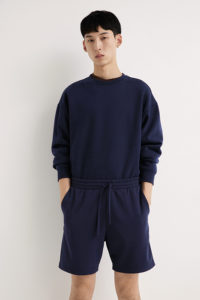 Pantalones cortos deportivos informales azul marino para hombre al por mayor 100% algodón sólido PANA logotipo personalizado ajuste regular para entrenamiento en pista - Product Image 2