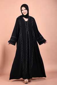 Ropa musulmana tradicional de mujer modesta elegante islámica hermosa mano para trabajar Fit Abaya estilo Dubai-accesorio incluido - Product Image 4