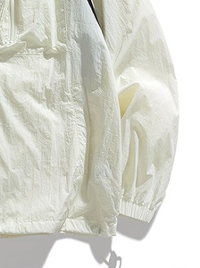 Blouson matelassé à capuche pour homme, coupe-vent sportif en toile et polyester, fermeture éclair, blocs de couleur, broderie frontale, coupe droite, automne - Product Image 3