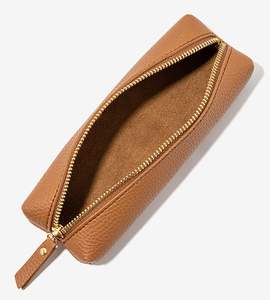 Leather Pen Pencil Case <b>Zip</b> <b>Pouch</b> Accessories holder Stationery Bag Classic Handmade Design Vintage Brown - Product Image 5