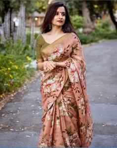 Ropa de fiesta Sari impresa digital crepé satinado OEM ropa india y paquistaní para mujer - Product Image 4