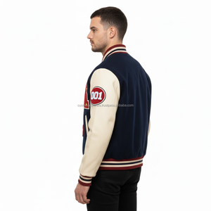 Chaqueta Universitaria Personalizada de Alta Calidad, Cuerpo de Lana, Mangas de Cuero Vacuno Auténtico, Parche de Chenilla, Chaqueta Bomber con Letras Escolares - Product Image 6