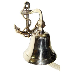Campana colgante de pared de venta superior campanas de ancla de barco de Latón chapado en oro con campana de mano colgante de cuerda artículo decorativo para el hogar de alta calidad - Product Image 3