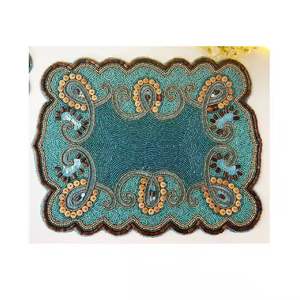 Hot Selling Glass <b>Beaded</b> Place Mat Handmade Glass <b>Beaded</b> <b>Charger</b> <b>Plate</b> Coffee Table <b>Beaded</b> Mat Dinning Table Place Mat - Product Image 5