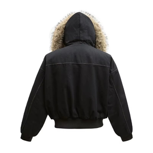 Veste imperméable en peau de mouton rembourrée en coton à capuche avec empiècements noirs Cleanfit Y2K américaine pour hommes et femmes, style Harajuku rétro hip-hop populaire - Product Image 5