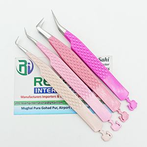 Pince à épiler d'extension de cils de couleur rose avec logo personnalisé pour cils méga volume et isolation en forme de L et pince à épiler à 90/45 degrés - Product Image 2