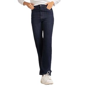 Jeans droits taille haute en denim premium, extensible, respirant, décontracté, pour femmes, pour la mode moderne - Product Image 1