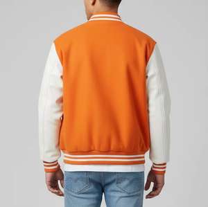 Chaqueta Bomber Varsity de Invierno para Hombre, Bordada, de Piel de Oveja, con un Solo Botón, Cortavientos, de Manga Larga y Cuello Alto - Product Image 5