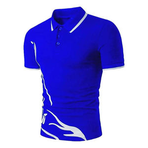 T-shirt polo pour homme avec logo personnalisé motif uni 100% coton peigné manches courtes avec revers chemise à base unie - Product Image 2