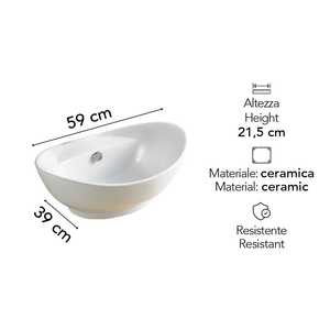 อ่างล้างหน้าเซรามิคทรงวงรีดีไซน์อิตาลี รุ่น Appoggio Bianca Koricini เฟอร์นิเจอร์ห้องน้ำ - Product Image 3