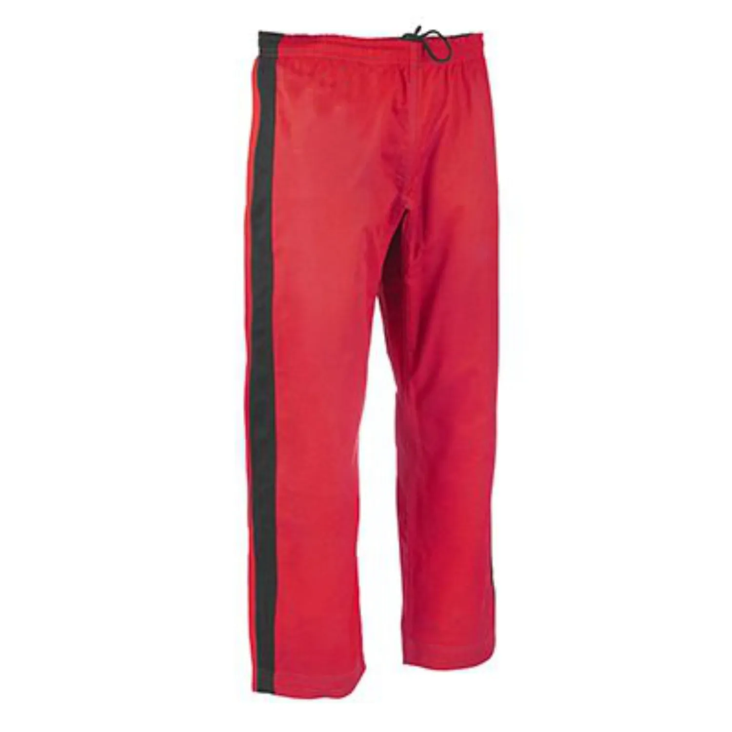 Pantalones de Kick Boxing para artes marciales, tela 100% de poliéster, banda roja en ambos lados, bordados, Muay Thai