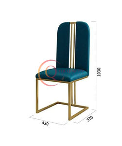 เก้าอี้หุ้มเบาะที่มีชีวิตชีวาไม่เหมือนใครทันสมัยพร้อมกรอบโลหะรูปทรงเรขาคณิตและสีทองเหมาะสำหรับสำนักงานหรือห้องรับประทานอาหาร - Product Image 2