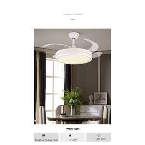 Silent DC Motor 21" <b>Ceiling</b> Fan <b>LED</b> <b>Light</b> Low Profile <b>Flush</b> <b>Mount</b> Remote Control Energy Efficient 3 Color Tones CRI 90 Bedroom - Product Image 4