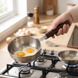 304 Stainless Steel 13cm Mini Omelette <strong>Pan</strong> <strong>Egg</strong> Frying <strong>Pan</strong> 3 Layers Compound Steel Non Stick Pot Small Cookware Sets with Handle - Product Image 1