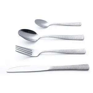Wholesale Suppliers Silverware Catering Wedding Hotel Flatware Silver Vintage High End 304 Stainless Steel Cutlery Set