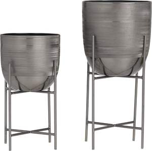 Prix bon marché en laiton métal forme ronde jardinière brun fini ensembles de 2 martelé Texture fantaisie Style luxe fait à la main maison - Product Image 2