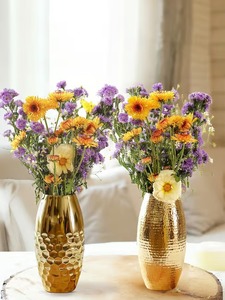 Jarrones de flores de metal chapados en oro, decoración moderna para el hogar y centros de mesa para bodas y eventos de hotel - Product Image 6