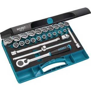 HAZET 900Z 25-Piece Socket <b>Wrench</b> Set 1/2\" Drive 90 Teeth 12-Point <b>Wrench</b> Sizes 10-32 mm - Product Image 1