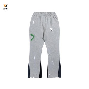 Pantalones de chándal de algodón de felpa francesa de alta calidad Unisex estilo Hip Hop de invierno pantalones de chándal personalizables de pierna ancha descoloridos para mujer - Product Image 2