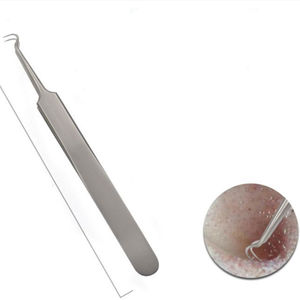 Pinzas de precisión para pestañas de acuminación de cúspide recta de acero inoxidable, removedor de espinillas para manualidades finas y electricidad, Color negro - Product Image 2