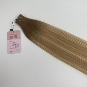 Qualité de luxe 100% Remy Top Virgin Extension vietnamienne 20 pouces droite 20/27 + 60 Balayage trame couleur Machine frisée 1B Raw - Product Image 1
