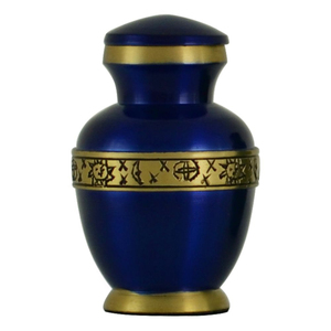 Urna de cremación de recuerdo de latón vintage azul para cenizas con tapa - Product Image 1