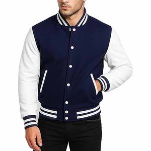 เสื้อแจ็คเก็ตเบสบอลแขนยาวผู้ชาย ผ้าขนสัตว์ 100% สไตล์ Letterman Varsity  รับสกรีนลายตามสั่ง ออกแบบโลโก้เองได้  ลงโหลดโดย Dress Sports - Product Image 1