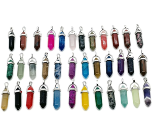 Venta al por mayor de fábrica, cristales curativos de cuarzo Natural, piedras, dijes de punto Hexagonal, collar, colgante, joyería, collar DIY - Product Image 1