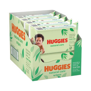 Lingettes pour bébés Huggies Natural Care Sensitive, non parfumées, hypoallergéniques, eau purifiée à 99%, 12 paquets à rabat (768 lingettes au total) - Product Image 1