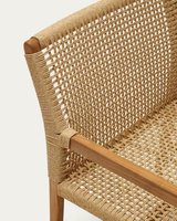 Fauteuil d'extérieur moderne et portable Nadeera avec structure en teck massif et finition naturelle en rotin tressé