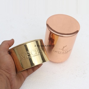 Bocal à bougie en laiton doré de 6oz avec logo personnalisé Finition brillante Bocaux vides en acier inoxydable galvanisés pour la décoration intérieure Fabrication de bougies - Product Image 5